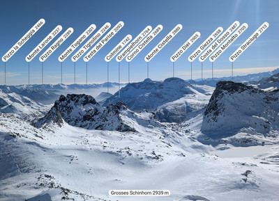 Punta di Valdeserta, Pano S: Mittelbergpass, Grampielhorn/Crampolo N, Punta della Rossa Punta di Valdeserta, Pano S: Mittelbergpass, Grampielhorn/Crampolo N, Punta della Rossa