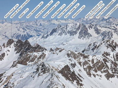 1: Punta Lebendun, 2: Gemelli di Ban N (à g.), 3: P. del Ghiacciaio di Ban (à d.), 4: Marchhorn - zoom depuis P. d'Arbola 1: Punta Lebendun, 2: Gemelli di Ban N (à g.), 3: P. del Ghiacciaio di Ban (à d.), 4: Marchhorn - zoom depuis P. d'Arbola