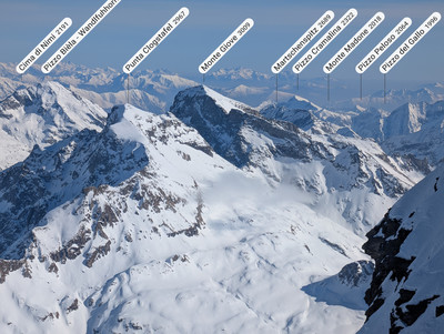 Pizzo Bièla, Punta Clogstafel, Monte Giove - zoom depuis P. d'Arbola
