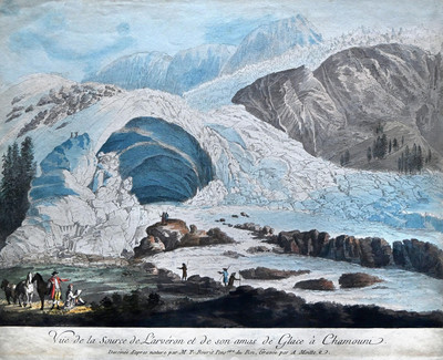 Source de l'Arveyron vers 1790, variante, par M. T. Bourrit Source de l'Arveyron vers 1790, variante, par M. T. Bourrit
