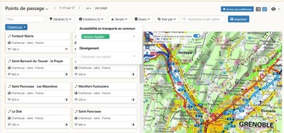 Points d'accès accessibles en transports en commun