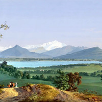 Massif du Mont Blanc, Genève, vus de Morillon (contreforts du Jura) par Jean Antoine Linck, ca 1830