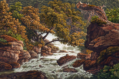 De Bâle à Bienne n° 34 , cascade de Chesant par Peter Birmann De Bâle à Bienne n° 34 , cascade de Chesant par Peter Birmann