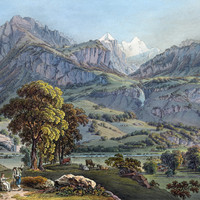 Engelhorn et Wetterhorn vus des environs de Meiringen par Gabriel Lory père