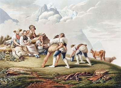 Fête des Bergers devant le Wellhorn et le Wetterhorn, par G. Lory Fête des Bergers devant le Wellhorn et le Wetterhorn, par G. Lory