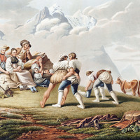 Fête des Bergers devant le Wellhorn et le Wetterhorn, par G. Lory
