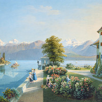 Eiger, Mönch, Jungfrau, Blümlisalp, lac de Thoune, par Gabriel Lory fils