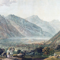 Altdorf et lac d'Uri en 1796 par  Karl Ludwig Zehender, Daniel Lafond, Gabriel Lory