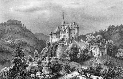 Château d'Uriage vers 1835-1839 par Victor Cassien Château d'Uriage vers 1835-1839 par Victor Cassien