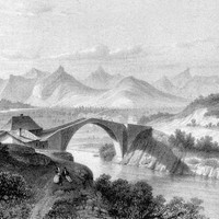 Le Drac au Pont de Claix, la Chartreuse au fond, vers 1835-1839 par Alexandre Debelle