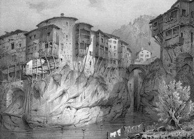 Pont en Royans vers 1835-1839 par Victor Cassien Pont en Royans vers 1835-1839 par Victor Cassien