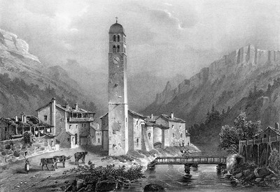 Le Casset et la Guisane vers 1835-1839 par Victor Cassien Le Casset et la Guisane vers 1835-1839 par Victor Cassien