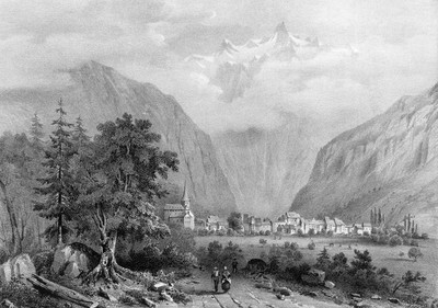 Bourg d'Oisans vers 1835-1839 par Victor Cassien Bourg d'Oisans vers 1835-1839 par Victor Cassien