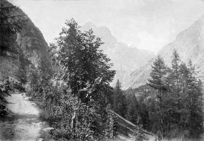 Le Pelvoux vu de l'ancienne route d'Ailefroide, XIXe Le Pelvoux vu de l'ancienne route d'Ailefroide, XIXe
