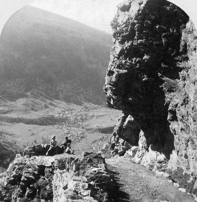 Passage de la Gemmi, Loeche les Bains, par Gabler en 1885 Passage de la Gemmi, Loeche les Bains, par Gabler en 1885