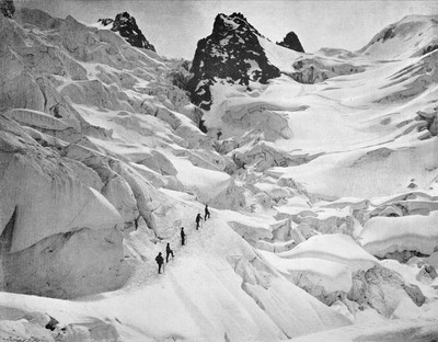 Glacier des Bossons à la Jonction sous les Grands Mulets, en 1900 par Neurdein