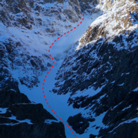 Ligne complète depuis le pied du couloir