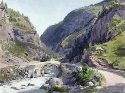 Le Rhin entre dans la Via Mala par Johan Jacob Meyer (Meier)