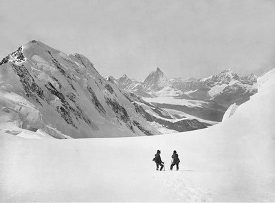 Lyskamm, Cervino, Dent Blanche vus du col Sesia, par Vittorio Sella Lyskamm, Cervino, Dent Blanche vus du col Sesia, par Vittorio Sella