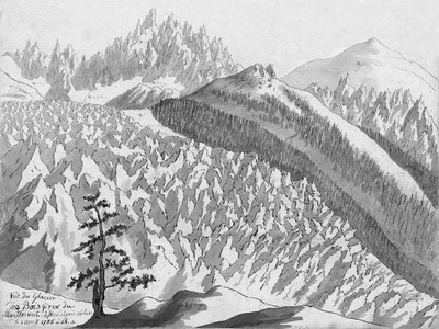Glacier des Bois (Mer de Glace) le 1 aoust 1785 par Hans Conrad Escher Glacier des Bois (Mer de Glace) le 1 aoust 1785 par Hans Conrad Escher