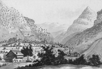 Näfels et le Rautispitz, Canton de Glaris par Hans Conrad Escher en 1786 Näfels et le Rautispitz, Canton de Glaris par Hans Conrad Escher en 1786