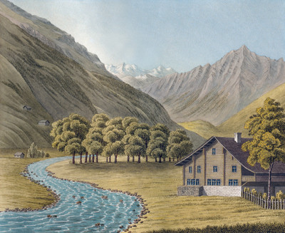 Klosters en Prettigau et la Landquart par Hans Conrad Escher Klosters en Prettigau et la Landquart par Hans Conrad Escher