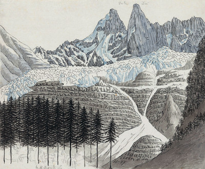 Aiguille Verte, Aiguille du dru, glacier des Bois par Hans Conrad Escher Aiguille Verte, Aiguille du dru, glacier des Bois par Hans Conrad Escher