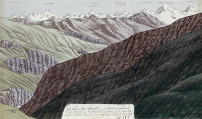 Alpes Pennines vues du col du mont Cheville par Hans Conrad Escher Alpes Pennines vues du col du mont Cheville par Hans Conrad Escher