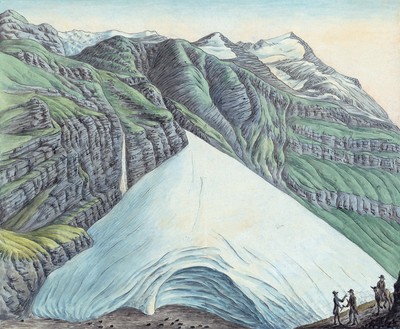 Ancien cône de déjection du Glacier de Gietro par Hans Conrad Escher Ancien cône de déjection du Glacier de Gietro par Hans Conrad Escher
