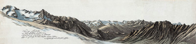 Entre Val Sesia et Gressoney, vue du Col Valdobbia sur les montagnes du Val d'Aoste, par Hans Conrad Escher Entre Val Sesia et Gressoney, vue du Col Valdobbia sur les montagnes du Val d'Aoste, par Hans Conrad Escher