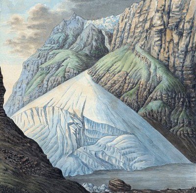 Ancien cône de déjection du Glacier de Gietro par Hans Conrad Escher Ancien cône de déjection du Glacier de Gietro par Hans Conrad Escher