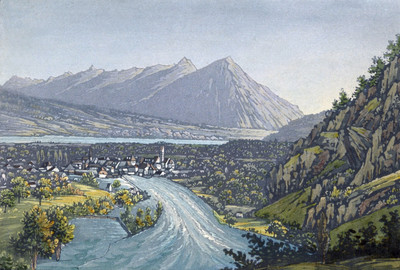 Unterseen, le Niesen, par Johann Jakob Meyer (Meier)
