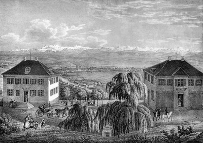 Zürich et les Alpes vues de la Weide, par Johann Jakob Meyer (Meier)