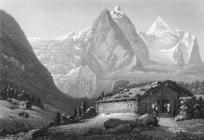 Wetterhorn vu de Rosenlaui par Johann Jacob Meyer (Meier)