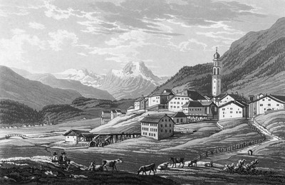 Samada vu de Celerina par Johan Jacob Meyer (Meier)