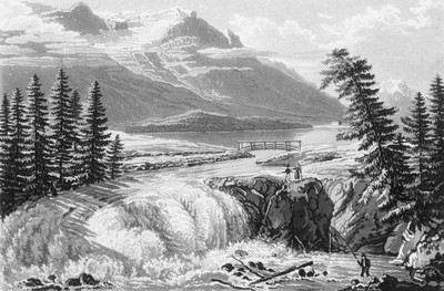 Chute de l'Inn à St Moritz par Johan Jacob Meyer (Meier)