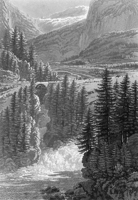 Chûte du rhin à la Roffla par Johan Jacob Meyer (Meier)