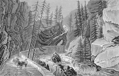 Sortie des gorges de la Roffla par Johan Jacob Meyer (Meier)