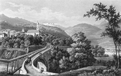 Le pont sur le Rhin postérieur à Thusis  par Johan Jacob Meyer (Meier)