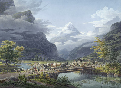 Montée à l'alpage, le Bristen, par Johan Jacob Meyer (Meier)