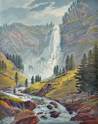 Cascade de Pianazzo près de Campo Dolcino, par Johan Jacob Meyer (Meier)