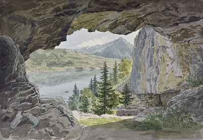 Beatushöhle,  Thunersee, Niesen, par Johan Jacob Meyer (Meier)