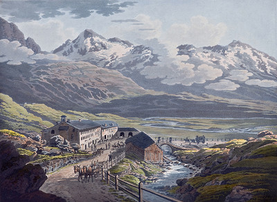  Auberge du Splügen, version couleur, par Johan Jacob Meyer (Meier)
