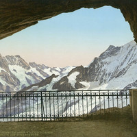 Station Eismeer, Schreckhorn, Klein Fiescherhorn, en 1900, par Photoglob N°0000018493
