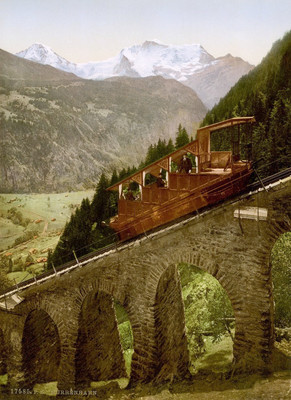 Funiculaire de Grütschalp-Mürren, Mönch et Jungfrau, en 1900, par Photoglob N°0000017585 Funiculaire de Grütschalp-Mürren, Mönch et Jungfrau, en 1900, par Photoglob N°0000017585