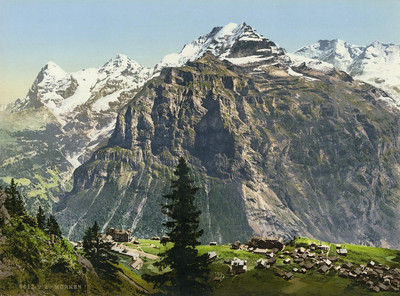 Jungfrau vue de Mürren, en 1900, par Photoglob N°0000006612