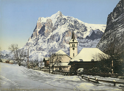 Grindelwald et le Wetterhorn, en 1900, par Photoglob N°0000017862