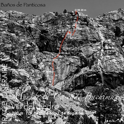 Mur de la Cascade Bachimaña - Vía del diedro