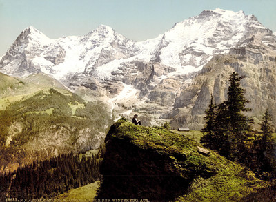 Eiger, Mönch, Jungfrau, en 1900, par Photoglob N°0000018683