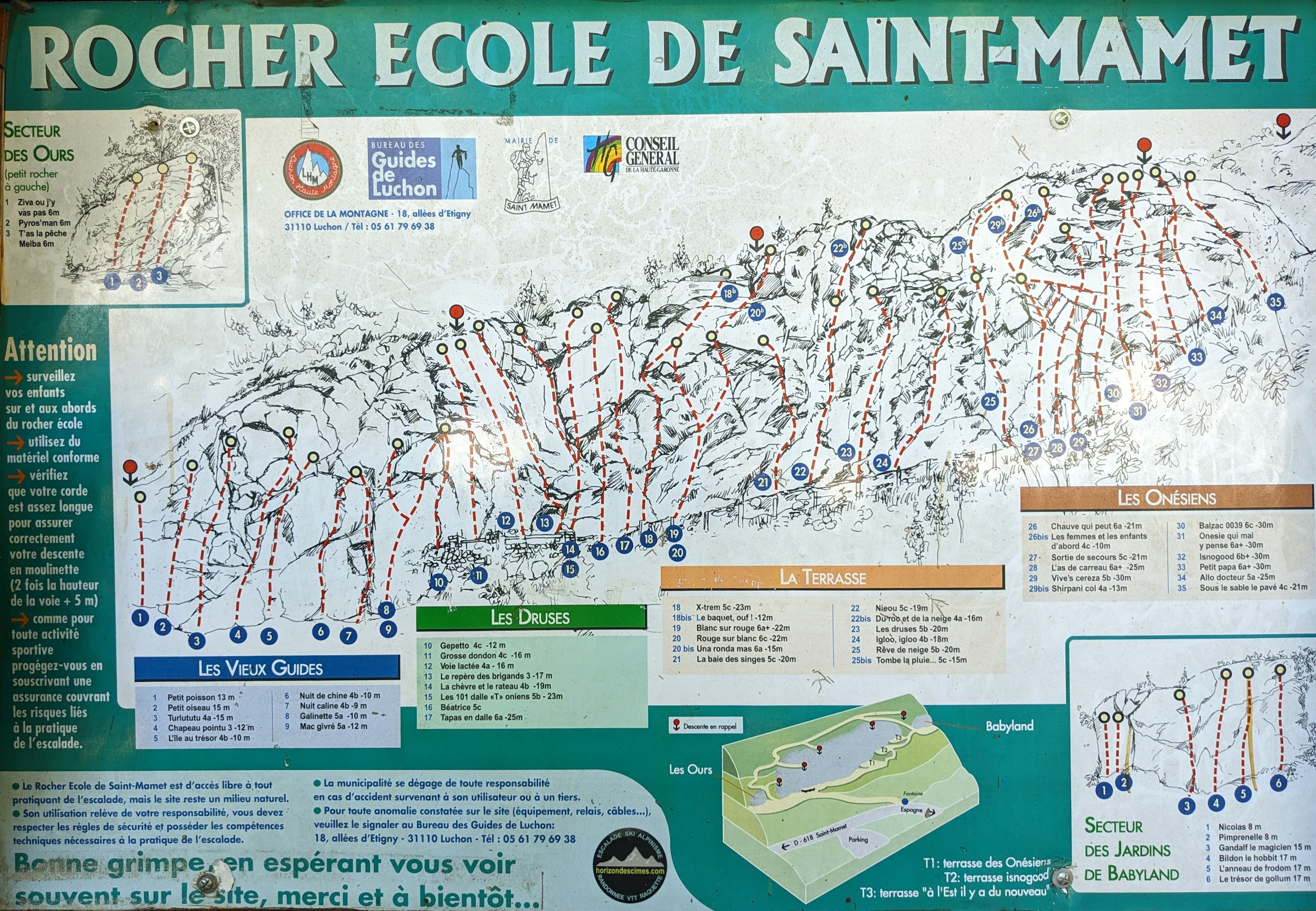 Panneau communale du rocher école de Saint-Mamet
